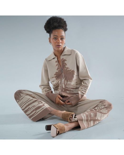LOVEIST STORE Brown Neutrals The Casa Zipper Knitting Cardigan