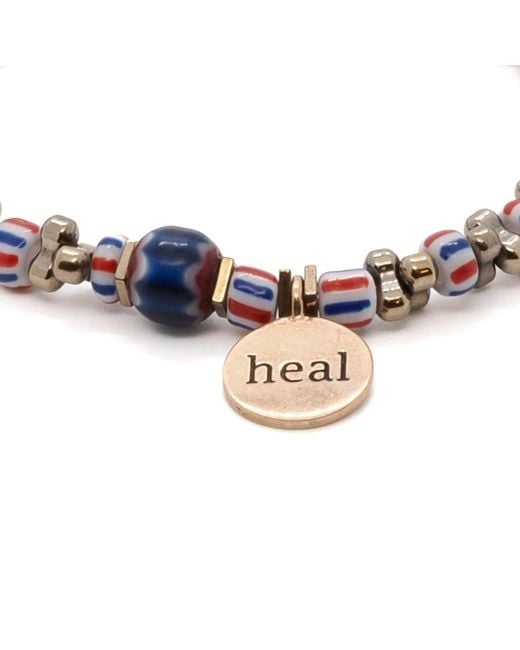 Ebru Jewelry Metallic African Beaded Heal Charm Bracelet