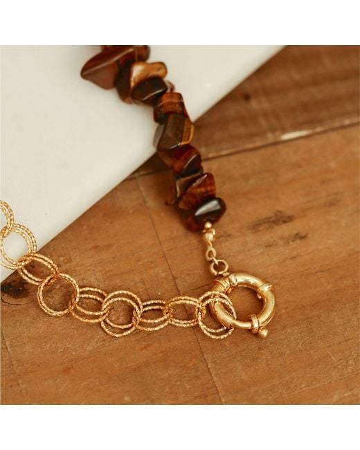 LINYA JEWELLERY Metallic Tiger Eye Chain Necklace