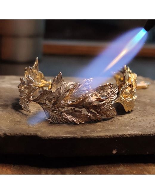 Unaloe Metallic Vermeil Leaf Bracelet With Botanical Design – Handmade Italian Jewelry
