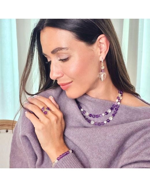 Farra Purple Amethyst Setting Adjustable Ring