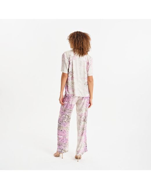 Lalipop Design Pink Soft Drape Floral Print Shirt With Subtle Stretch