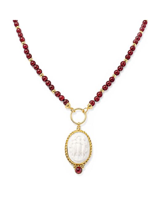 Vintouch Italy Metallic Le Grazie Cameo Necklace With Garnet
