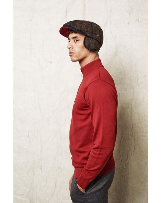 Dasmarca Hats Brown Aaron Harris Tweed Wool Cap With Earflaps for men
