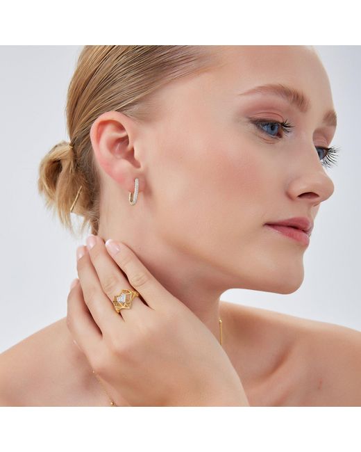 Spero London White Geometric Heart Adjustable Ring