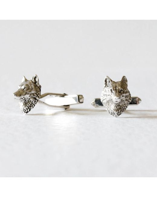 Lee Renee Metallic Wolf Cufflinks – for men