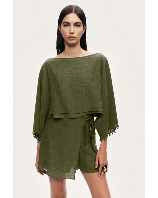 Nocturne Green Neutrals Wrap Mini Skirt