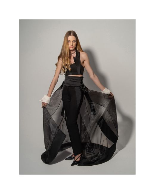 Tia Dorraine Black Hypnotic Glow Sheer Organza Overskirt