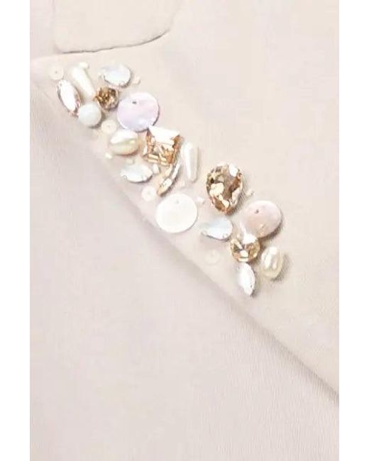 Rondooz White Hand Painted Crepe Wrap Midi Dress With Antique French Gobelin Tapestry & Hand Applied Embellishment