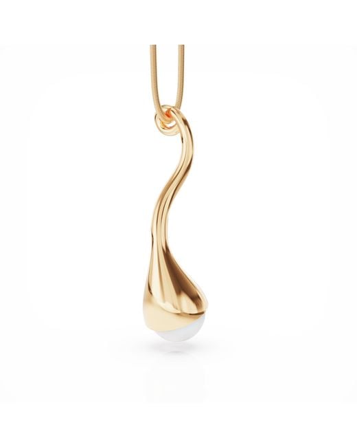 Linda Fiore Metallic Bella Vermeil Necklace With Large Cultured Freshwater Pearl