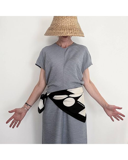 London Atelier Byproduct Black Geometric Print Square Silk Scarf