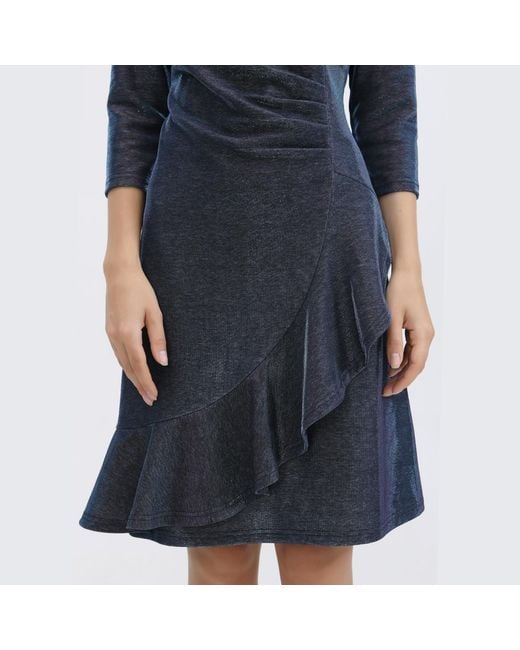 Smart and Joy Black Cross-Heart Fit-And-Flare Tiered Ruffle Shiny Dress