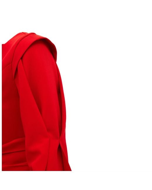 Julia Allert Red Designer Fitted Midi Dress With Belt