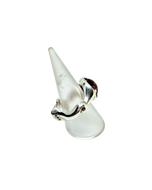 Tg-Jewellery by Tamara Gervasio White The Sculpture Sterling Ring With Jasper