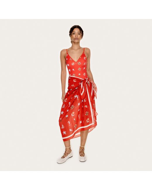 Jessie Zhao New York Red Beach Sarong Wrap Tides