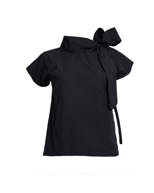 Bianca Popp Black Halves Blouse With Shoulder Ribbon