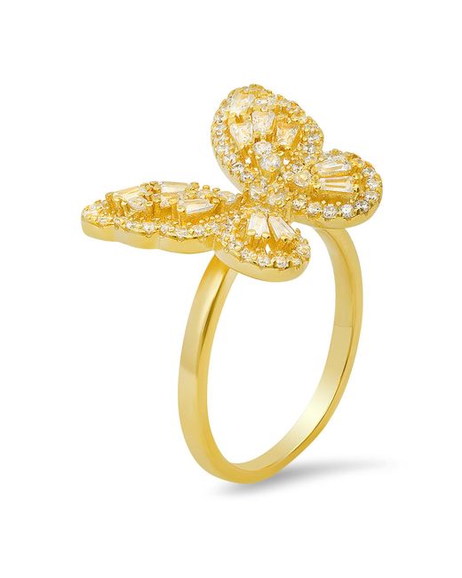 Kylie Harper Metallic Baguette Diamond Cz Butterfly Ring