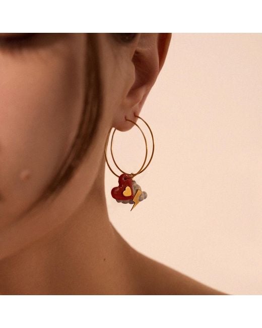 Sculp Metallic To Love And Protect U Hoop Earrings