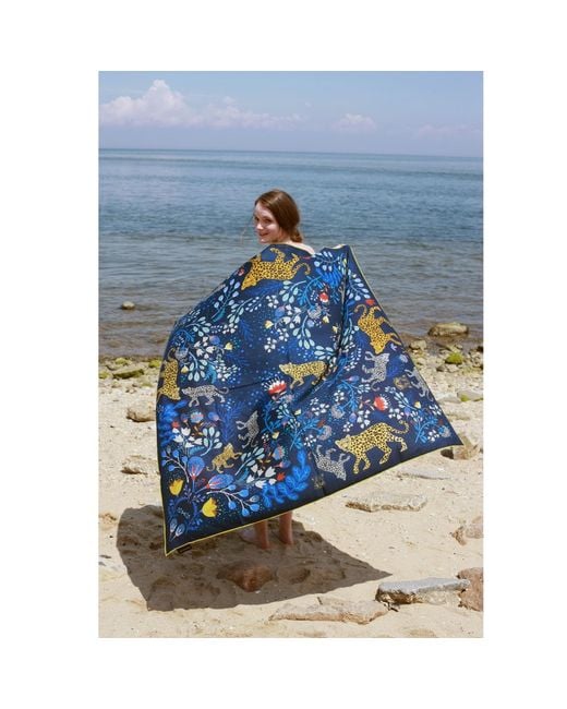 Jessie Zhao New York Blue Double Sided Wool Silk Shawl Of Amazon Rainforest Journey