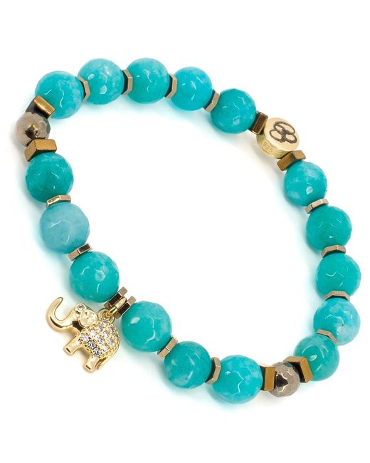 Ebru Jewelry Blue Amazonite Lucky Elephant Beaded Bracelet
