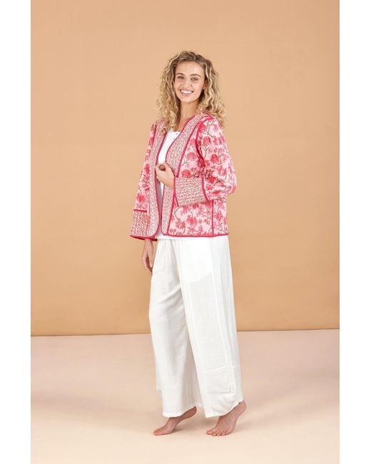 Inara Pink Cherry Blossom Reversible Quilted Cotton Jacket