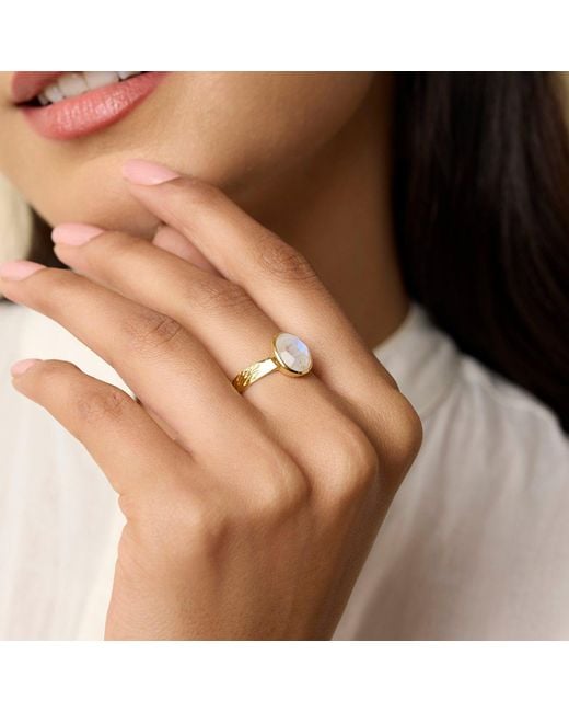 Isla Silver Metallic Moonstone Ring