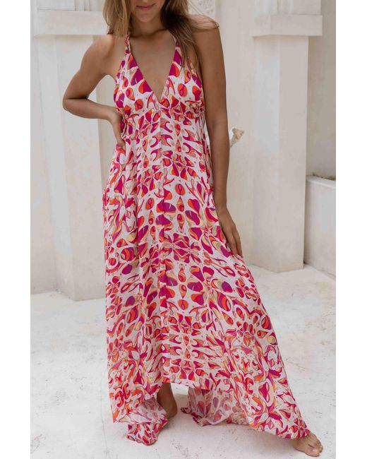Sophia Alexia Pink Floral Fusion Silk Ibiza Dress
