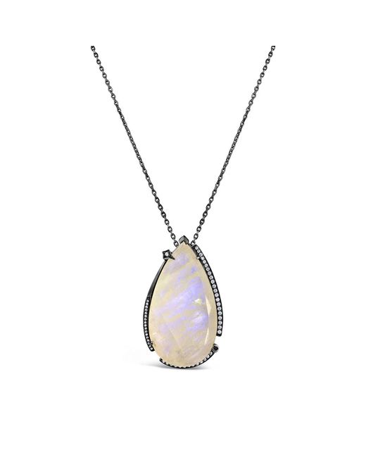 SALLY SKOUFIS Metallic Surrender Necklace With Natural Diamond & Moonstone