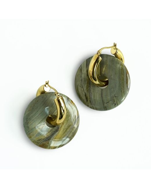 Edgar Navarro Jewelry Green Neutrals Edgar Navarro Picture Jasper Hoop Earrings