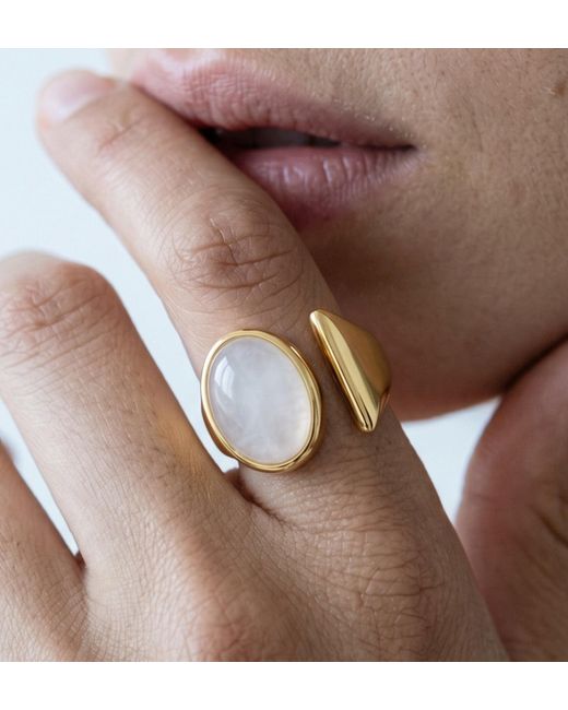 Uchi and Soto Metallic Neutrals Enso Moonstone Wraparound Ring