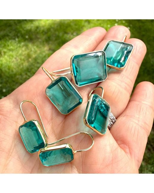 Hye Jane Jewelry Blue Large Gemma Peacock Quartz Earrings