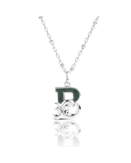 Kasun Metallic Solid B Initial Necklace With Marble