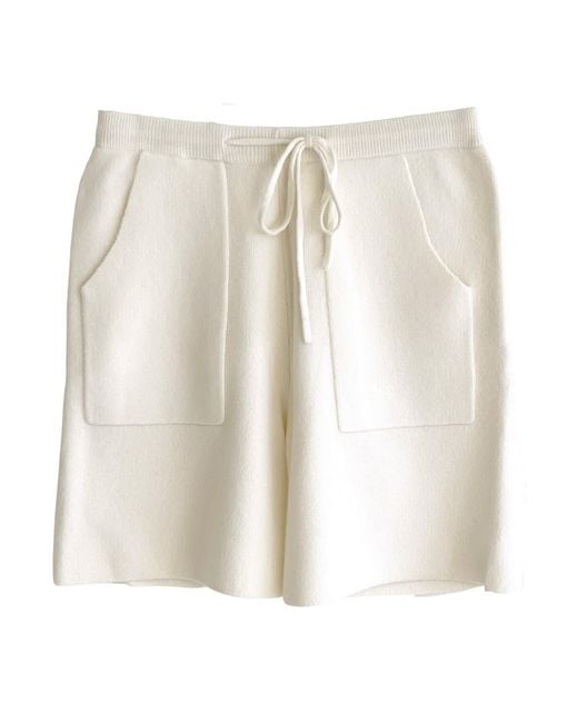 Zenzee White Neutrals Cashmere Cargo Pocket Shorts