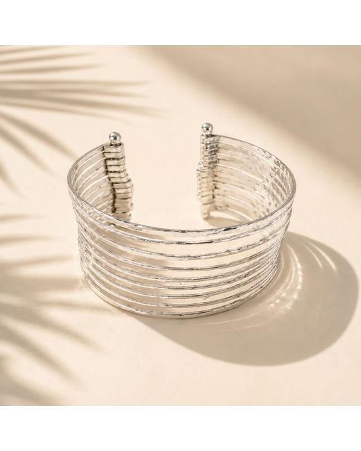 Rare Matters Jewelry Metallic Organic Hammered Wire Cuff Bracelet