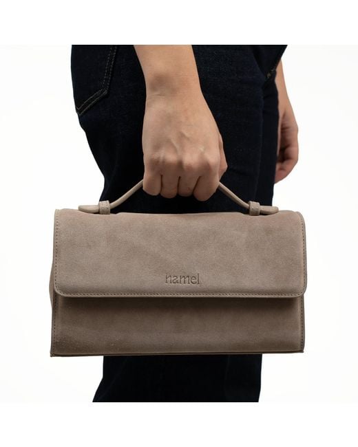 Hamel Atelier Natural Neutrals Avenue Suede Crossbody Bag