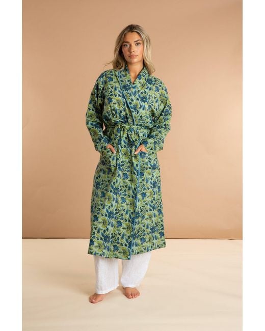Inara Green Ladies Indian Cotton Robe