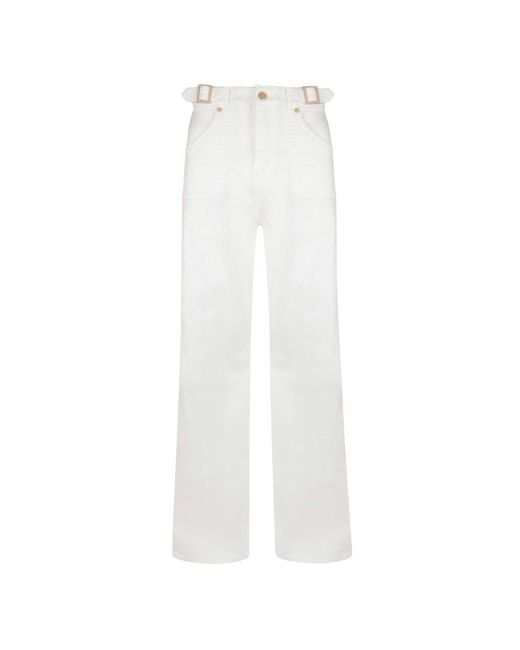 Donna Ida White Minnie The High Top Full Length Wide Leg Flared Jeans