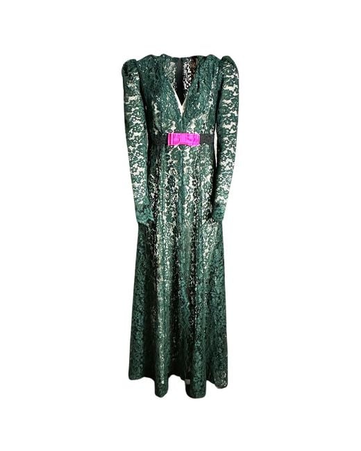 Couture to Your Door Green Sheer Lace Gothic Maxi Dress