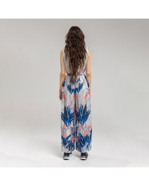 ARTISTA Blue Freya Printed Wide Palazzo Leg Jumpsuit