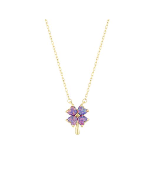 Spero London Metallic Opal Four Leaf Clover Sterling Necklace