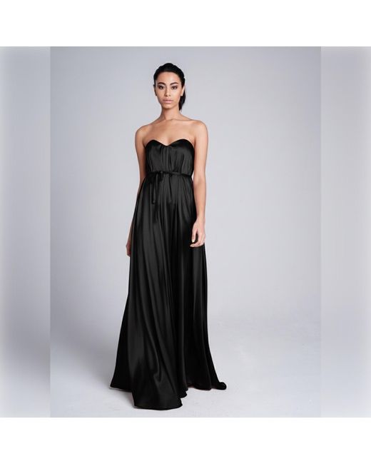 Imaatu Black Quiet Pure Silk Gala Evening Gown Pockets Sculpting Internal Corset Carpet Maxi Dress