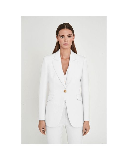 The Extreme Collection White Single-Button Tailored Blazer Atelier