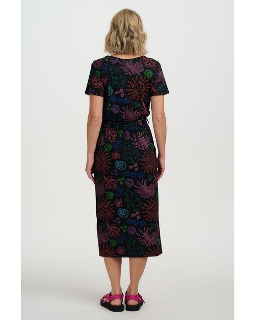 Sugarhill Black Flissy Jersey Midi Dress, Island Fiesta