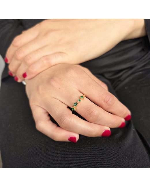 Harfi Yellow Minimalist Emerald Gemstone May Birthstone Adjustable Vermeil Ring