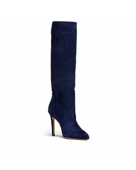 Beautiisoles by Robyn Shreiber Made in Italy Blue Yara Suede Comfortable Knee-High Evening Stiletto Boot