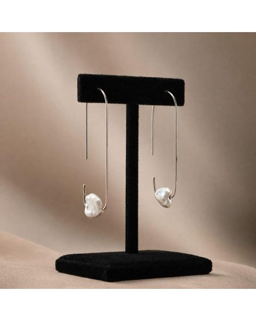 Silver Moon Black Baroque Heart Pearl Sterling Earrings