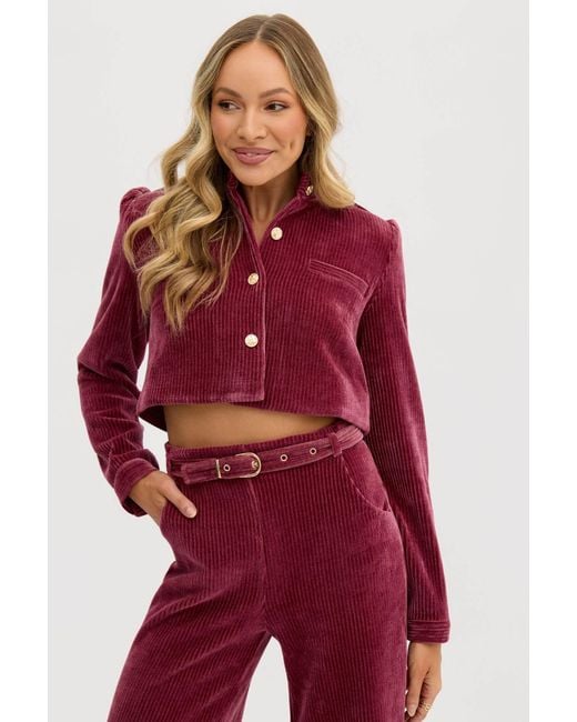 Why Mary Red Lucia Cropped Corduroy Jacket