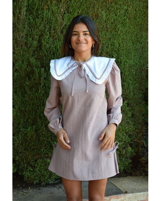 Mind Traveler Pink Elisa Burgundy Gingham Dress