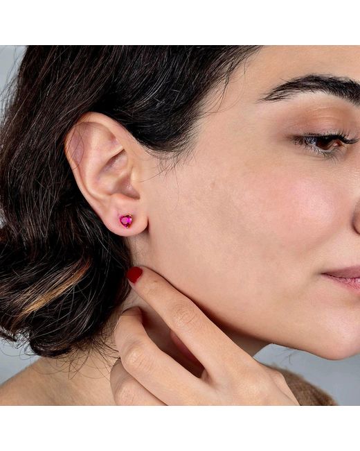 Harfi Purple Ruby Heart July Birthstone Stud Earrings
