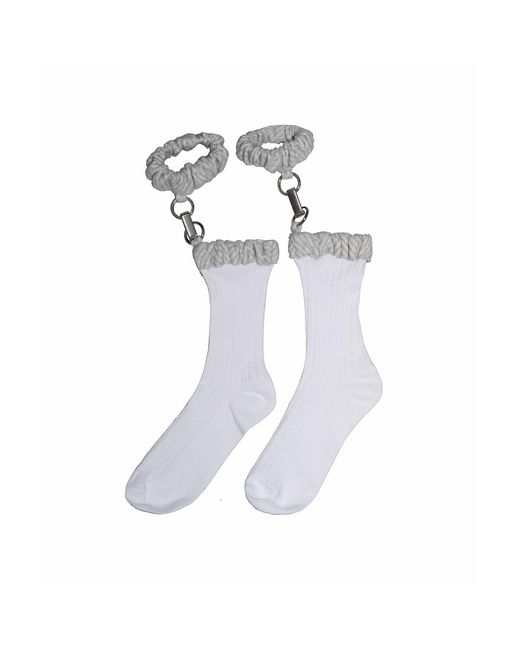 Vestiaire d'un Oiseau Libre White Alpaca Suspender Socks